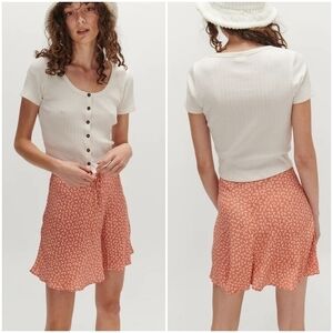 Ghanda Australia Hazel Ditsy Floral A-line Mini Skirt Coral Colour